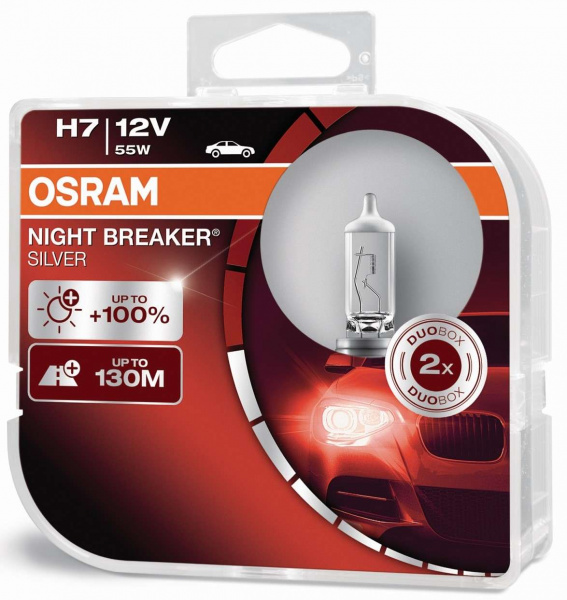 OSRAM H7 12V 55W NIGHT BREAKER® SILVER +100% Set - 2 Stück